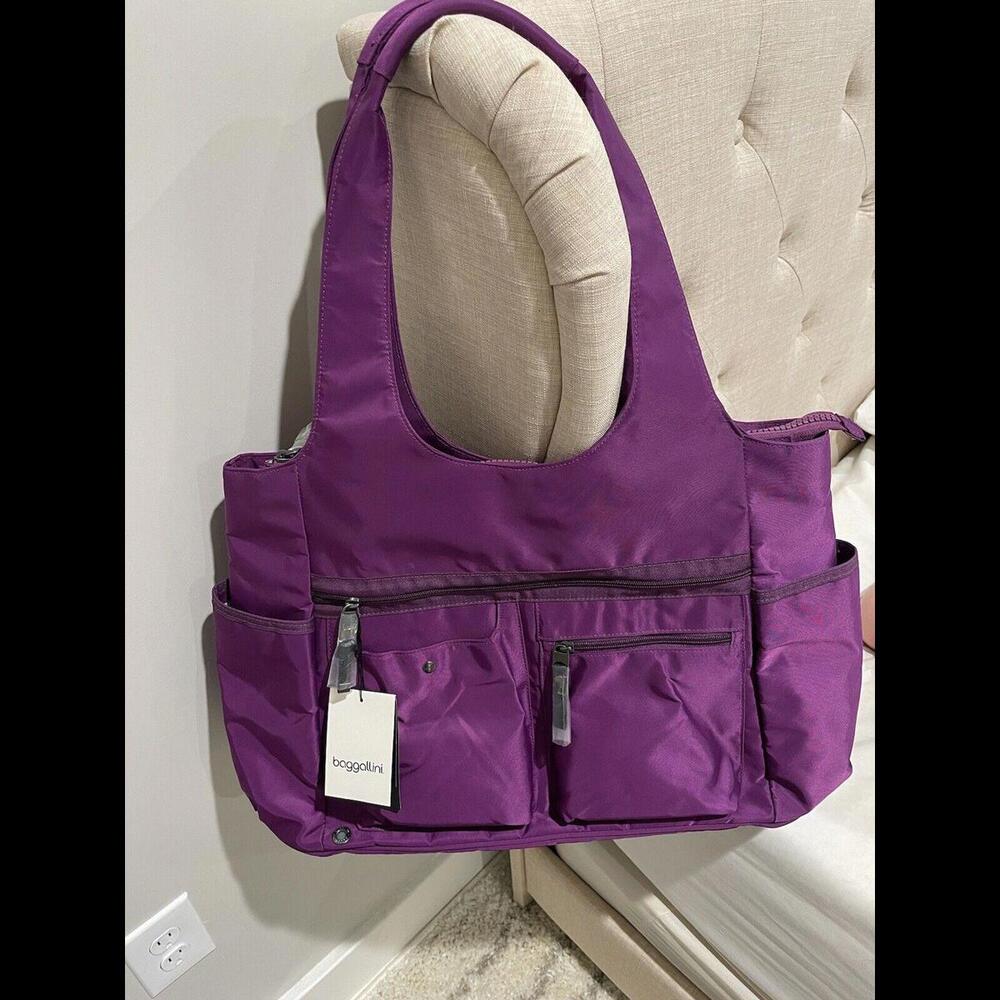 Rare Baggallini Women's Medium Purple Gumption Tote With Removable Pouch NWT